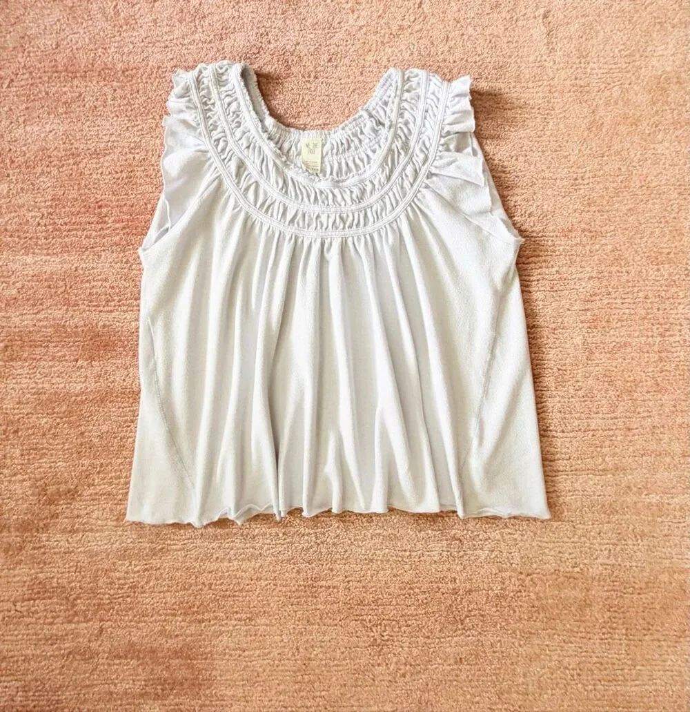 We The Free Free People Light Blue Rayon Ruffle Sleeveless Top XS Boho